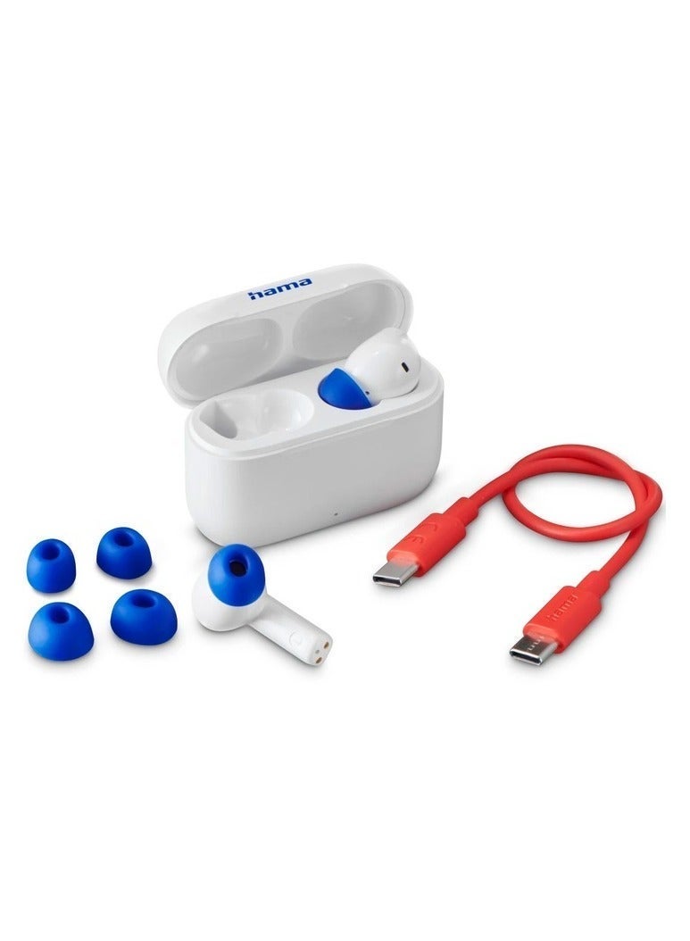 Hama Wireless Earbuds, Wireless Bluetooth Earphone with Active and Environmental Noise Cancellation, True Wireless Earbuds with Touch Control, Microphone, Voice Control, 20 Hours Playtime - White - Image 5